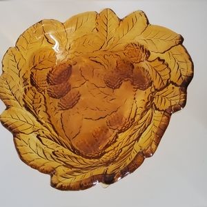 Vintage Indiana Glass Amber Longan Berry Bowl